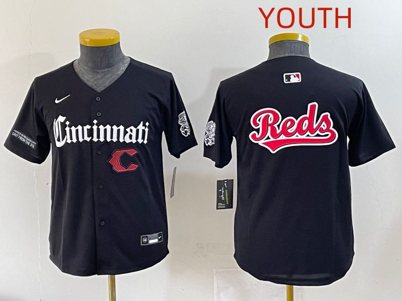 Youth 2025 Cincinnati Reds Blank Black Five generations Joint Name Nike MLB Jersey style 12